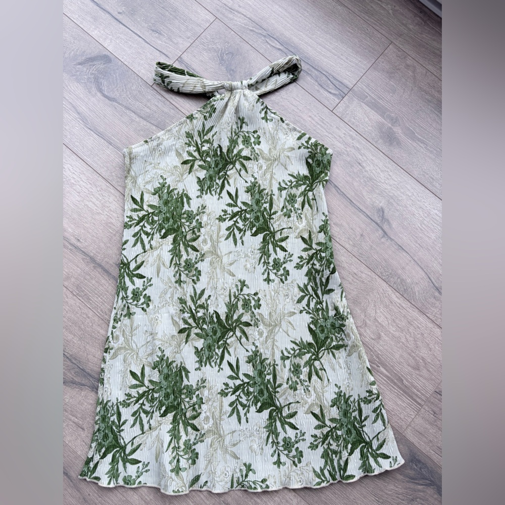 Green Floral Halter Dress